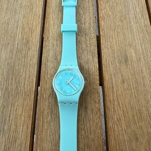 Swatch Watch Ladies Double Band Turquoise With New Battery
